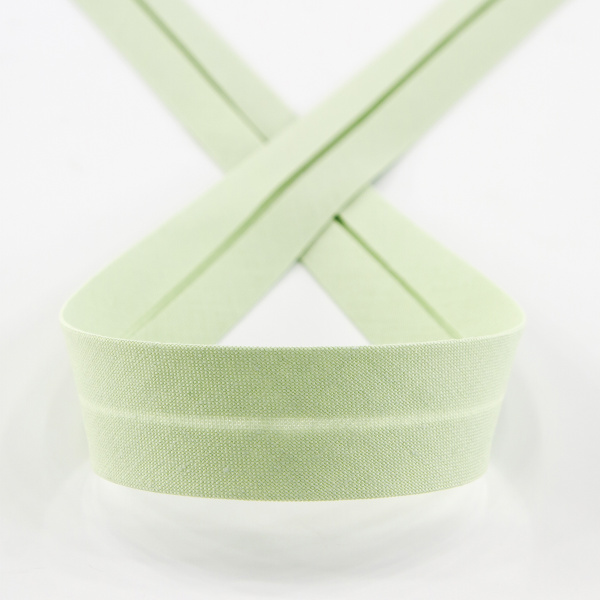 Косая бейка хлопок, 20 мм, 25 м, цвет 73, цвет желто-зеленый. Арт 6600-20мм-73