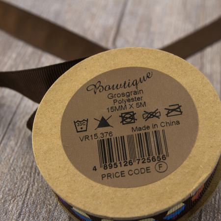 Лента репсовая на картонной мини-катушке "Пироженое". Арт VR15.376