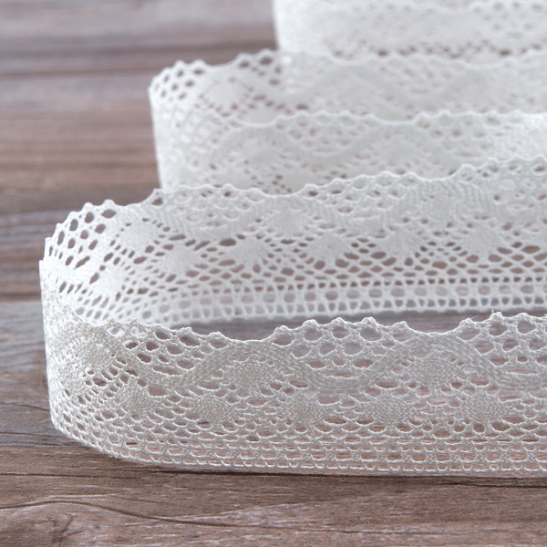 Мерсеризованное хлопковое кружево, 40 мм, белый. Арт 2141/01
