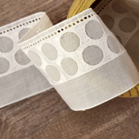 Шитье-вышивка на батисте, прошва, 55 мм, цвет белый. Арт 37249/B