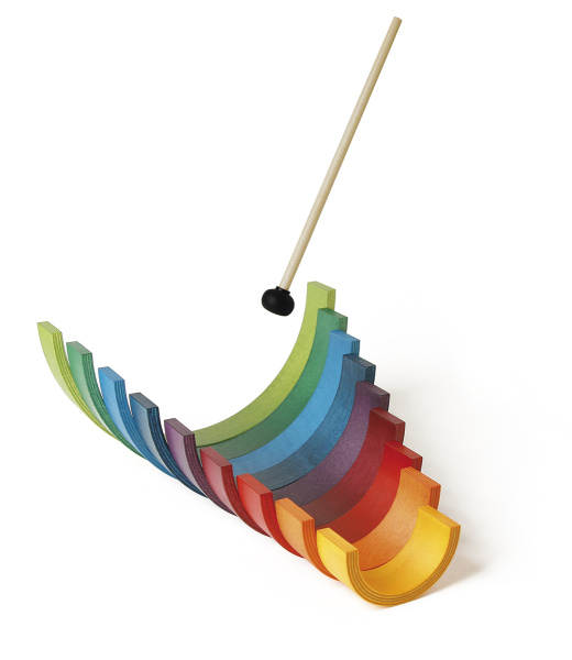 Конструктор музыкальный NAEF CLASSIC "Rainbow" 3+, дерево, 9 цветных арок, шарик, молоточек. Арт 9713