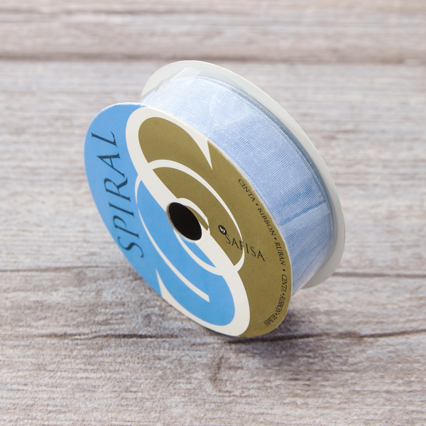 Лента органза SAFISA мини-рулон, 15 мм, 3,5 м, цвет 04, светло-голубой. Арт P00520-15мм-04          