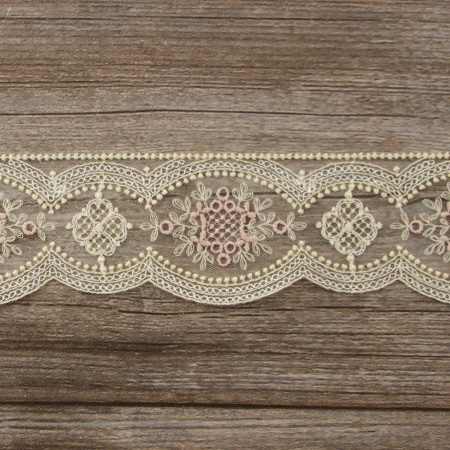 Кружево-вышивка на тюле, 55 мм. Арт 41914/03