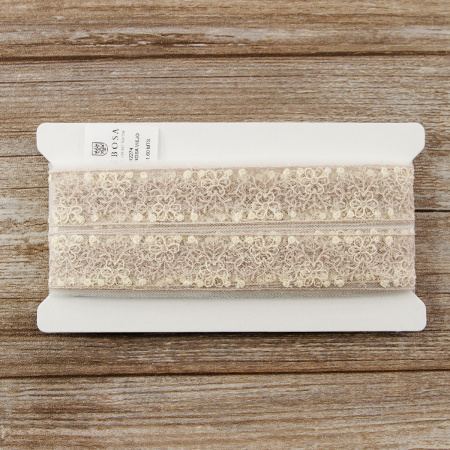 Кружево-вышивка на тюле, 20 мм. Арт 42274/F3