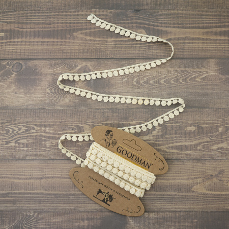 Кружево гипюр, 12 мм, цвет бежевый, 100% полиэстер, 4,5 м. Арт G-4634.371