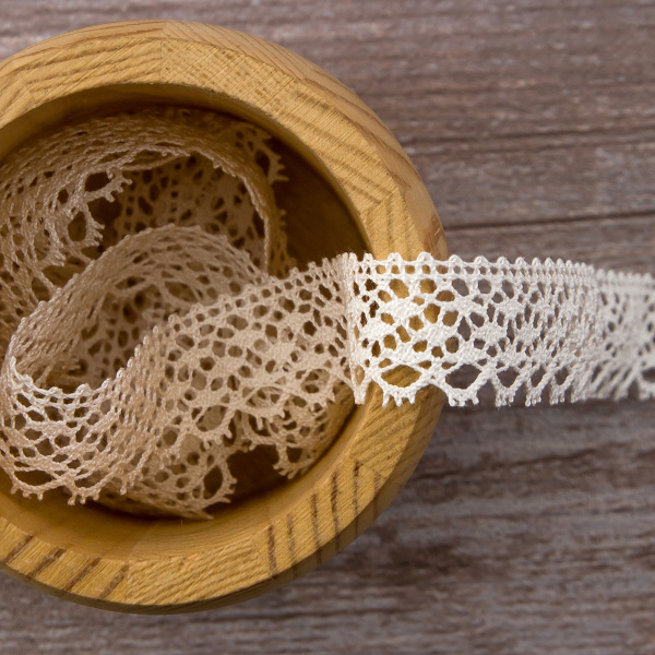 Мерсеризованное хлопковое кружево, 20 мм, шампань. Арт 2095/72