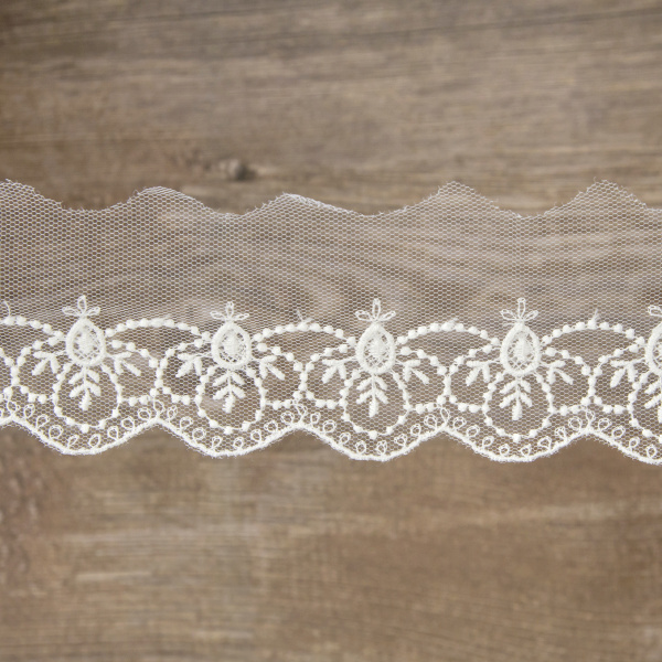 Кружево-вышивка на тюле, 32 мм, 13,5 м. Арт 41708/01