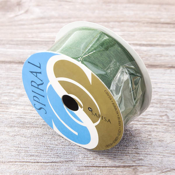 Лента органза SAFISA мини-рулон, 25 мм, 2,5 м, цвет 43, темно-зеленый. Арт P00520-25мм-43          