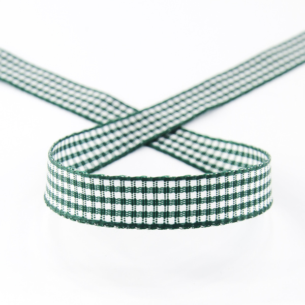 Лента с рисунком клетка SAFISA, 10 мм, 25 м, цвет 43, темно-зеленый. Арт 466-10мм-43             