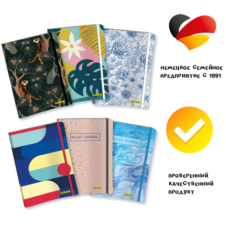 Скетчбук "Bullet Journal" с разметкой, размер А5, 96 листов, 80г/м2, обложка с голубой текстурой. Арт 04071/6