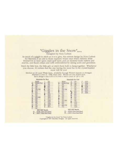 Схема для вышивания MIRABILIA "Радость первому снегу". Арт MD31