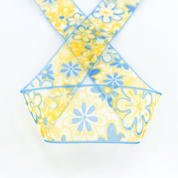 Лента органза с напечатанным рисунком SAFISA, 40 мм, 15 м, цвет 03. Арт 25253-40мм-03           