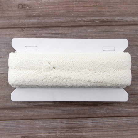 Мерсеризованное хлопковое кружево, 30 мм, белый. Арт 2123/01