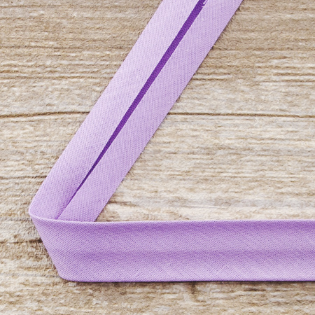 Косая бейка хлопок/полиэстер 20 мм, 25 м, цвет 08, сиреневый. Арт 6120-20мм-08            