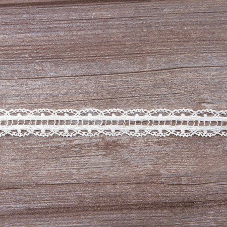 Мерсеризованное хлопковое кружево, 22 мм, белый. Арт 2151/01