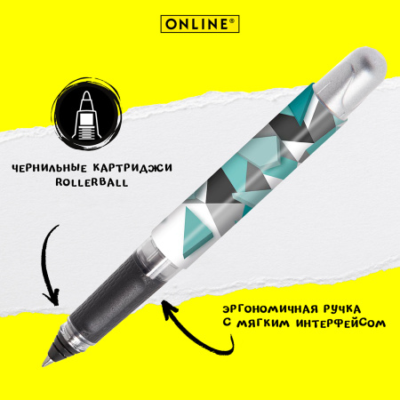 Ручка-роллер "College" с синим картриджем, толщина линии 0.7 мм, принт "Fresh". Арт 12592/3D