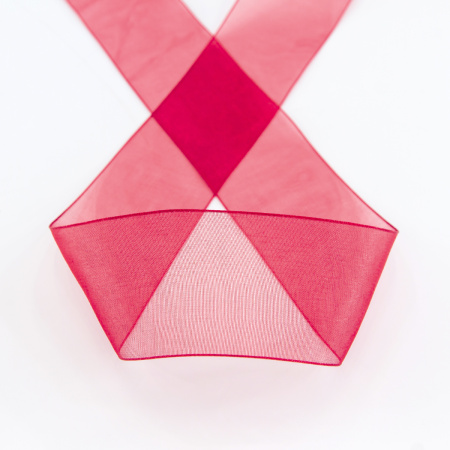 Лента органза SAFISA мини-рулон, 39 мм, 2 м, цвет 14, красный. Арт P00520-39мм-14          