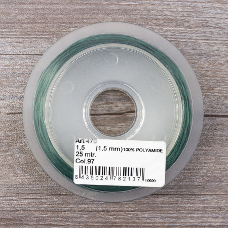 Шнур атласный SAFISA 1,5 мм, 25 м, цвет 97, болотный. Арт 470-97                  