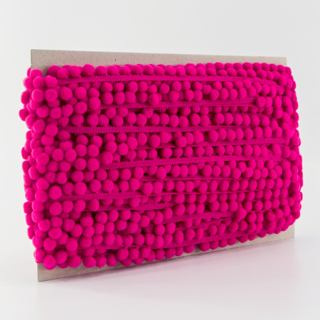 Тесьма с помпонами, диаметр 10 мм, цвет тёмно-красный. Арт PA-18-col.314