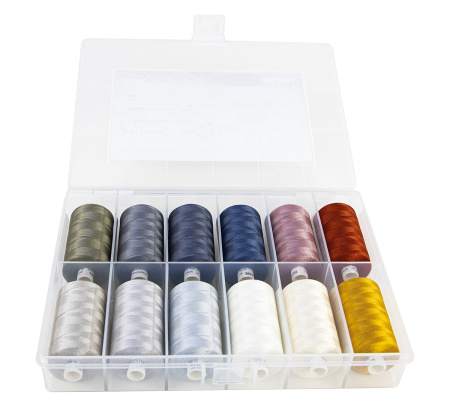 Набор с нитками Silk-Finish Cotton "Лоскутное шитье" в подарочной упаковке, 12 катушек. Арт SFC40PASSION-KIT