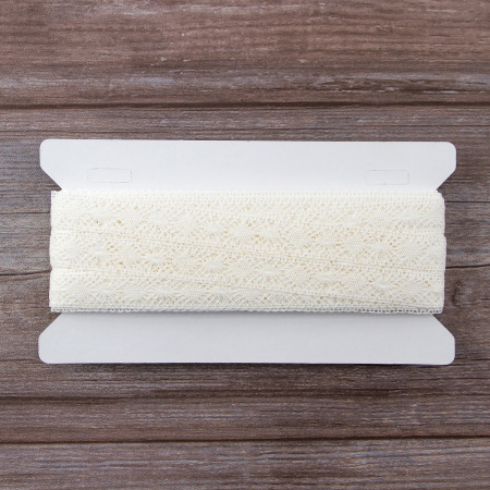 Мерсеризованное хлопковое кружево, 19 мм, белый. Арт 2117/01