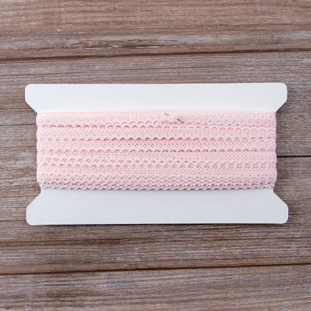 Мерсеризованное хлопковое кружево, 8 мм, цвет светло-розовый. Арт 2062/06