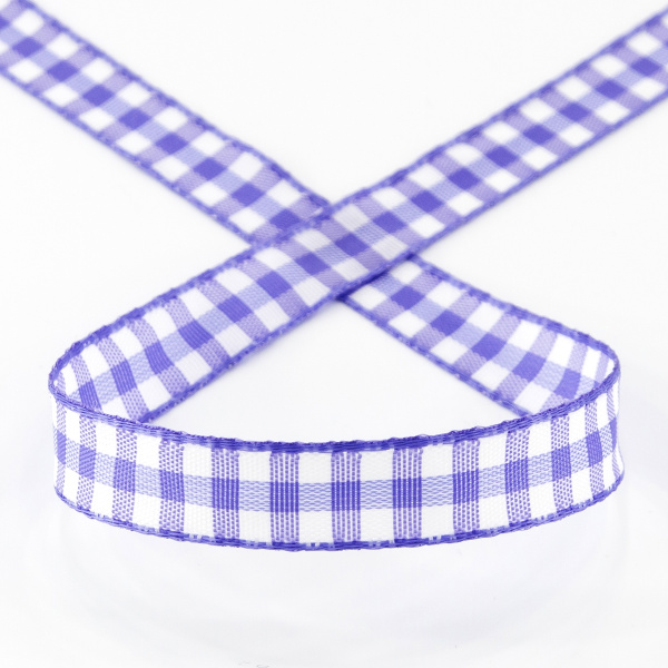 Лента с рисунком клетка SAFISA, 11 мм, 25 м, цвет 08, сиреневый. Арт 469-11мм-08             