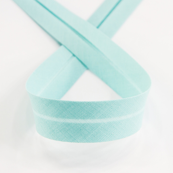 Косая бейка хлопок/полиэстер 20 мм, 25 м, цвет 53, ментоловый. Арт 6120-20мм-53            