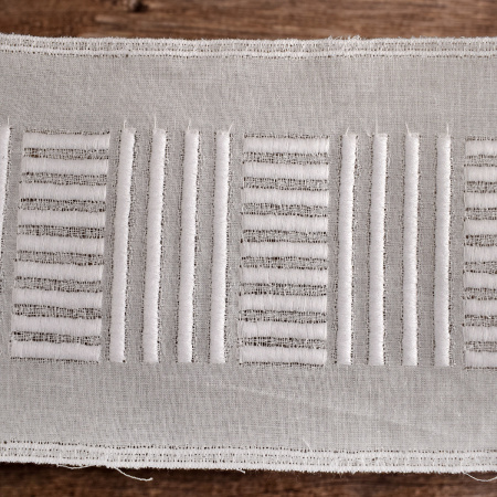 Шитье-вышивка на батисте, прошва, 95 мм, цвет белый. Арт 35498/B