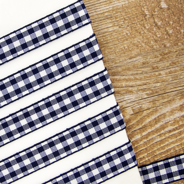 Лента с рисунком клетка SAFISA, 16(18) мм, 25 м, цвет 15, темно-синий. Арт 469-16мм-15             