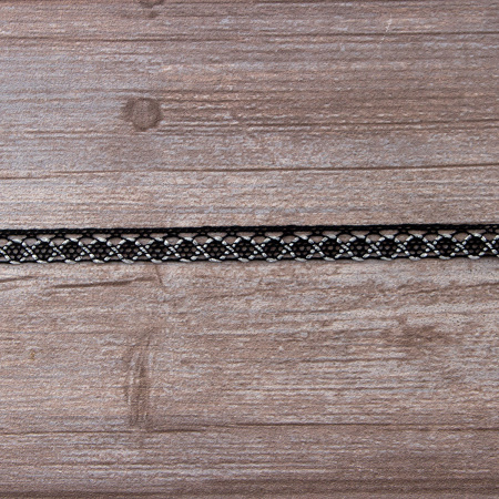 Мерсеризованное хлопковое кружево, 13 мм, цвет черный с серебристым . Арт 3155/J4