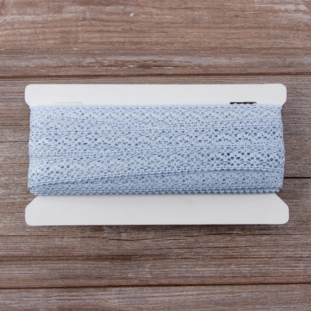 Мерсеризованное хлопковое кружево, 20 мм, цвет светло-голубой. Арт 3037/19                 