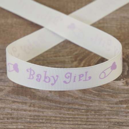 Лента репсовая на картонной катушке "Baby girl". Арт VR15.374
