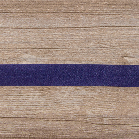 Косая бейка атласная 20 мм, 25 м, цвет 15, темно-синий. Арт 6260-20мм-15            