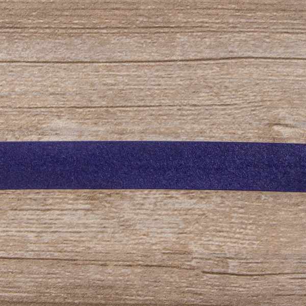 Косая бейка атласная 20 мм, 25 м, цвет 15, темно-синий. Арт 6260-20мм-15            