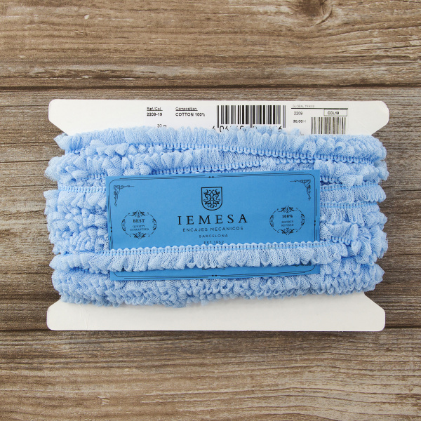 Тесьма декоративная, 17 мм, цвет светло-голубой. Арт 2209/19