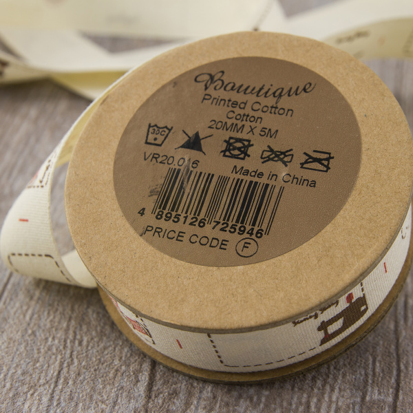 Лента хлопковая на картонной мини-катушке "Швейный дизайн". Арт VR20.016