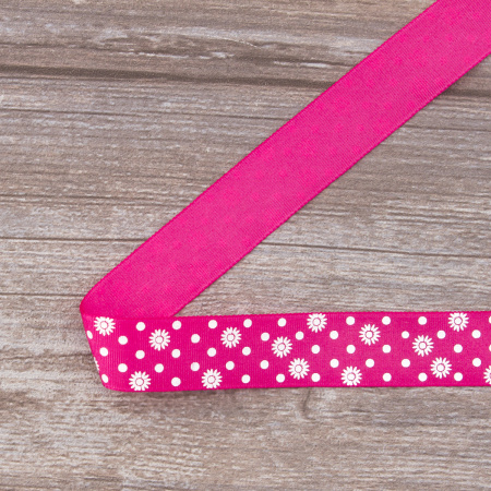 Лента репсовая SAFISA с напечатаным рисунком, 25 мм, 15 м, цвет 20, малиновый. Арт 25313-25мм-20