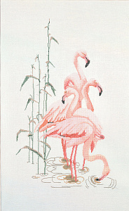 Набор для вышивания "Фламинго", канва лён 32 ct