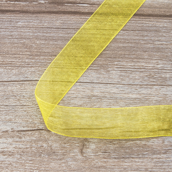 Лента органза SAFISA мини-рулон, 25 мм, 2,5 м, цвет 32, желтый. Арт P00520-25мм-32          