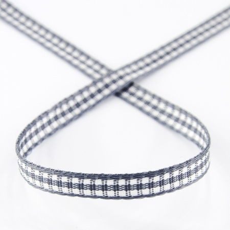 Лента с рисунком клетка SAFISA, 6 мм, 25 м, цвет 68, серый. Арт 466-06мм-68             