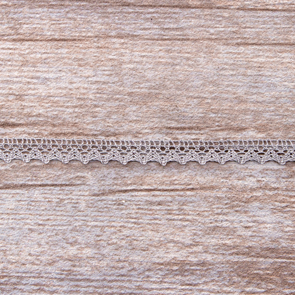 Мерсеризованное хлопковое кружево, 8 мм, цвет серый. Арт 2062/W3