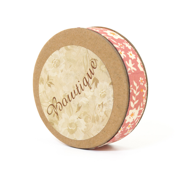 Лента хлопковая на картонной катушке "Цветы: красный с оранжевым". Арт VR15.1775