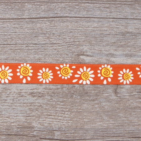 Лента репсовая SAFISA с напечатаным рисунком, 15 мм, 15 м, цвет 61, алый. Арт 25305-15мм-61