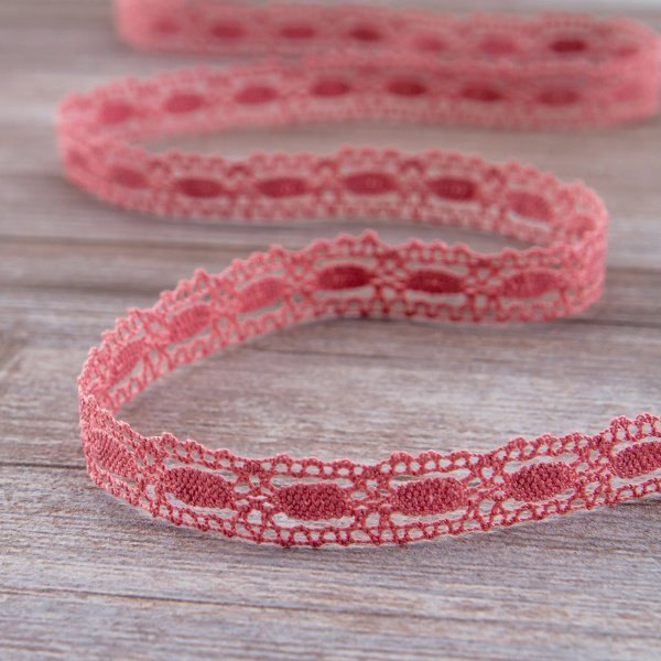 Мерсеризованное хлопковое кружево, 15 мм, цвет серо-розовый. Арт 1798/F3                 