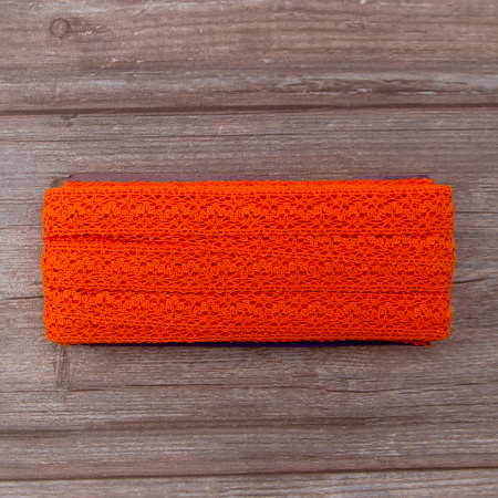 Мерсеризованное хлопковое кружево, 20 мм, цвет оранжевый. Арт 3037/17                 