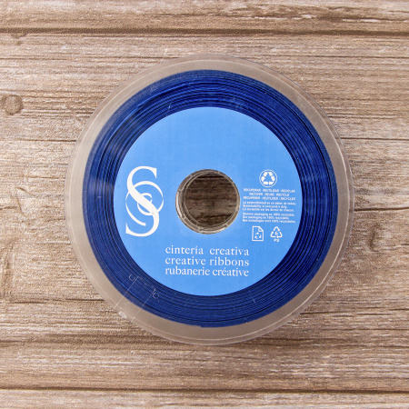 Косая бейка атласная 20 мм, 25 м, цвет 13, синий. Арт 6260-20мм-13            