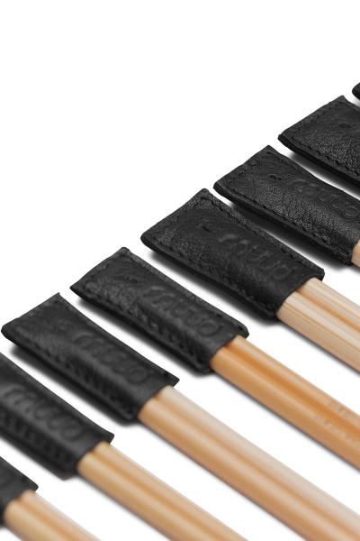 Наконечники  "Chris" для спиц, стопперы, натуральная кожа, цвет чёрный, размеры разные, 13 шт. Арт QB-4451/Black