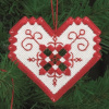 Набор для вышивания украшения на ёлку в технике хардангер "Красные серца" . Арт 01-5627