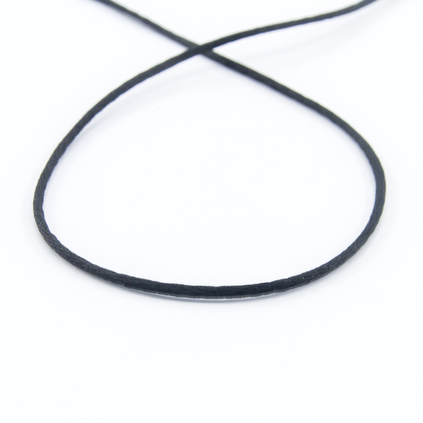 Шнур атласный SAFISA 2 мм, 25 м, цвет 01, черный. Арт 462-01                  